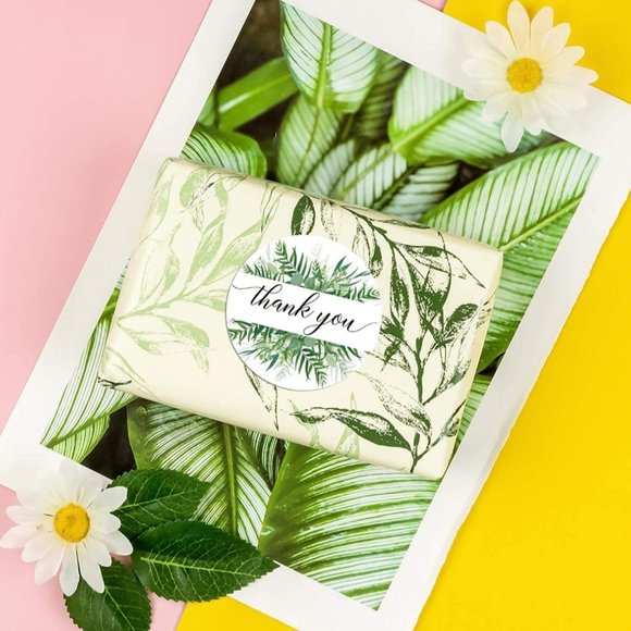 100 THANK YOU Stickers Greenery Botanical Design 2" - Picture 5 of 8